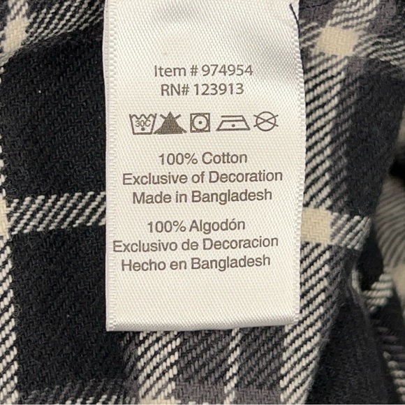 LARGE JACHS MENS THICK FLANNEL BUTTON FRONT SHACKET BLACK WHITE COTTON - Picture 16 of 16